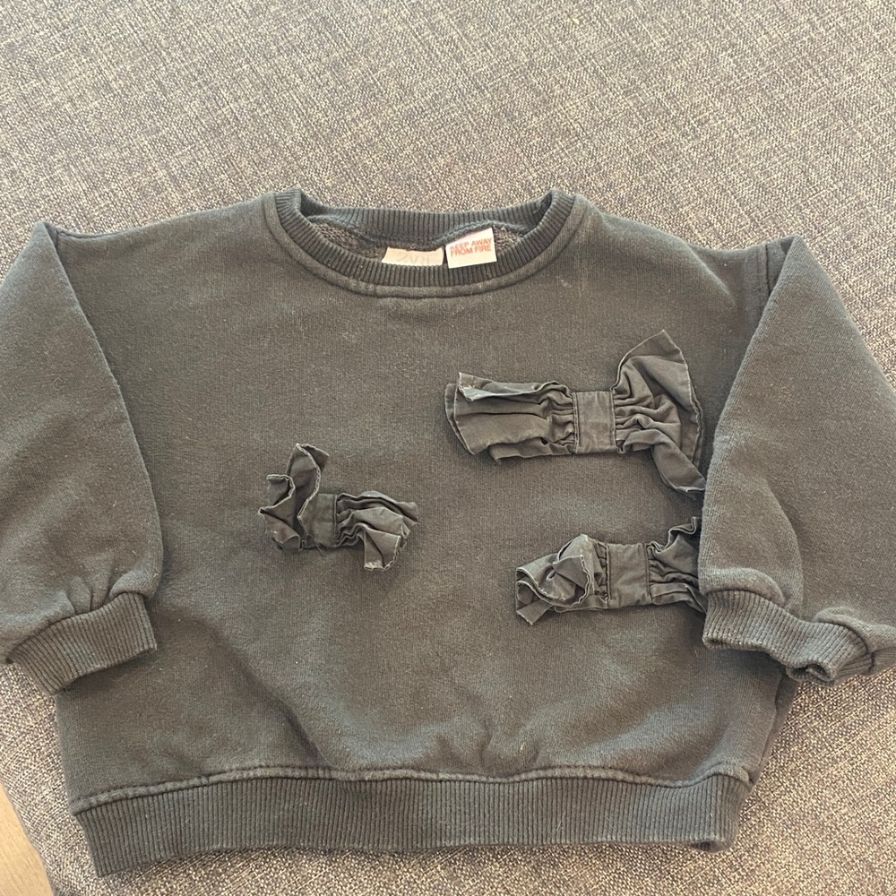 Zara Kids Black Sweatshirt with Bow Accents